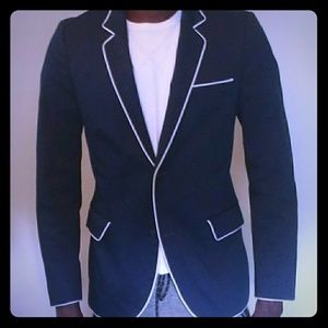 H&M blue satin Blazer with while lining